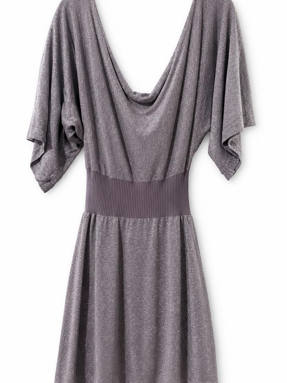 Arden B Silver-Gray One-Shoulder Cowl Dress